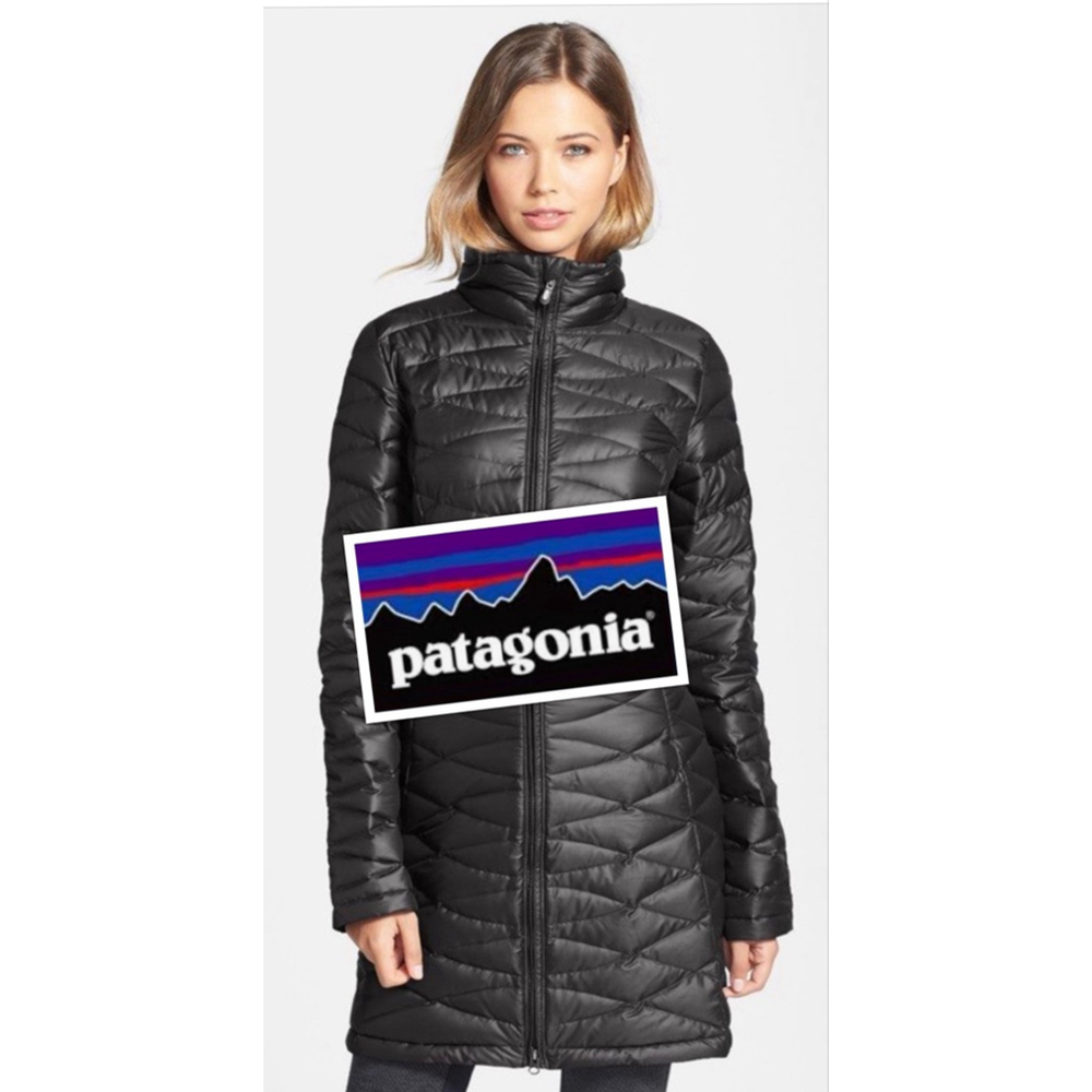 Patagonia Outdoor Luxury Quilted Eco Friendly Puffer Down Trench Jacket size Med